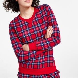 🆕 Charter Club Women’s Holiday Plaid PJ Sweatshirt Top size M